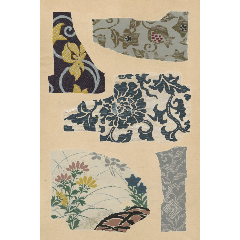 Japanese Textile Design VII - Graphic Art, 76cm H x 51cm W, Black Floater Framed