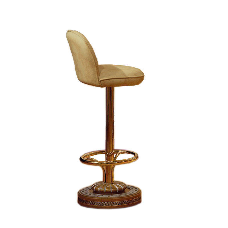 Zeus Swivel Bar Stool, Beige Genuine Leather