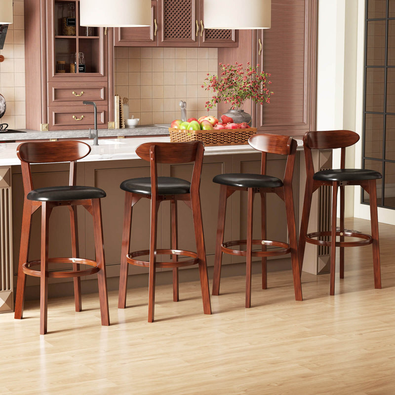 Tabouret de bar avec dossier courbé et repose-pieds, Tabouret de bar (siège d'une hauteur de 30,5 po), 2