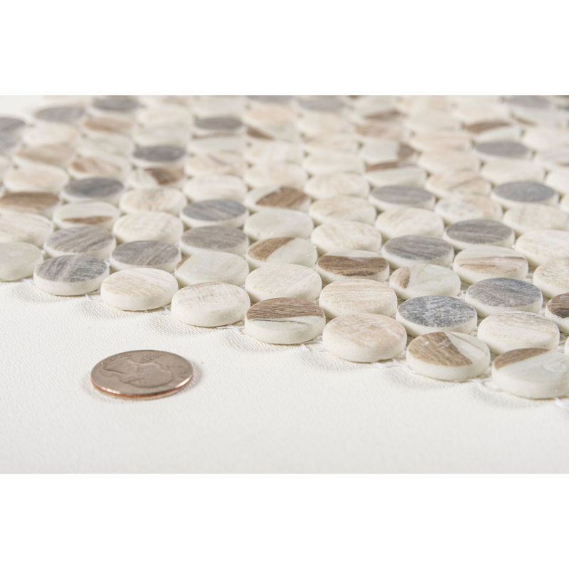 Dexo 1" Glass Penny Round Mosaic Kitchen Backsplash, Bathroom, Shower, Pool, Wall and Floor Tile, Josen