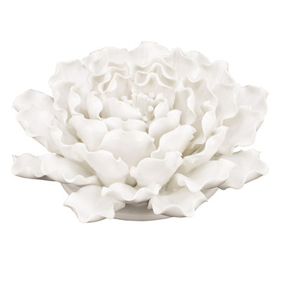 Intricate Cream Ceramic Wall Flower Decoration - Handmade Delight Aesthetic Home Decor
