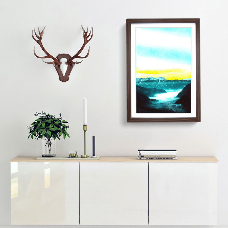 Fog Beneath The Mountain - Single Picture Frame Painting on MDF, Walnut Framed, 87cm H x 62cm W x 2cm D
