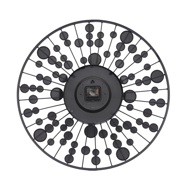 Black Metal Starburst Wall Clock with Mirrored Accents, 26"