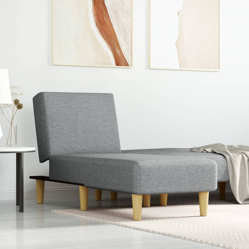 Chaise longue rembourrée Bidle, Velours gris clair