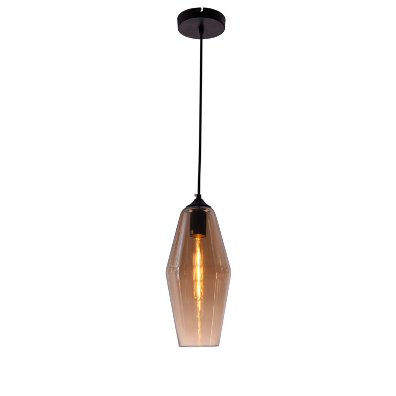 Luminaire suspendu géométrique simple à 1 lumière Maximilian, Ambre