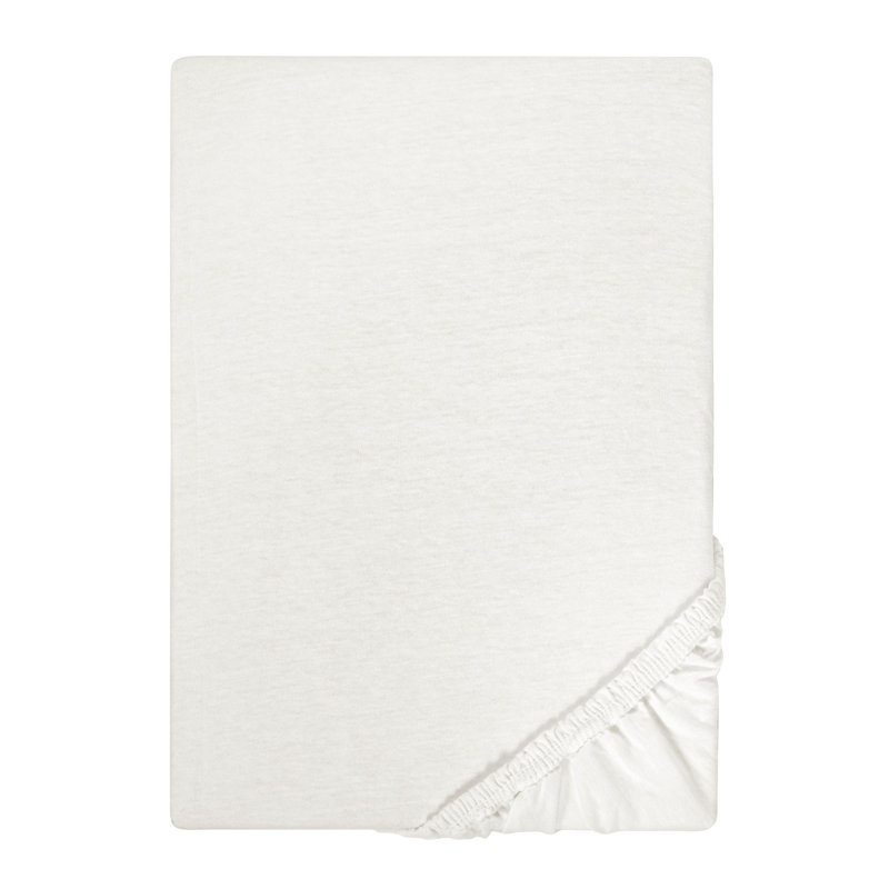 100% Cotton Jersey Knit Fitted Sheet, Cream/Gray, 140-160 x 200 cm