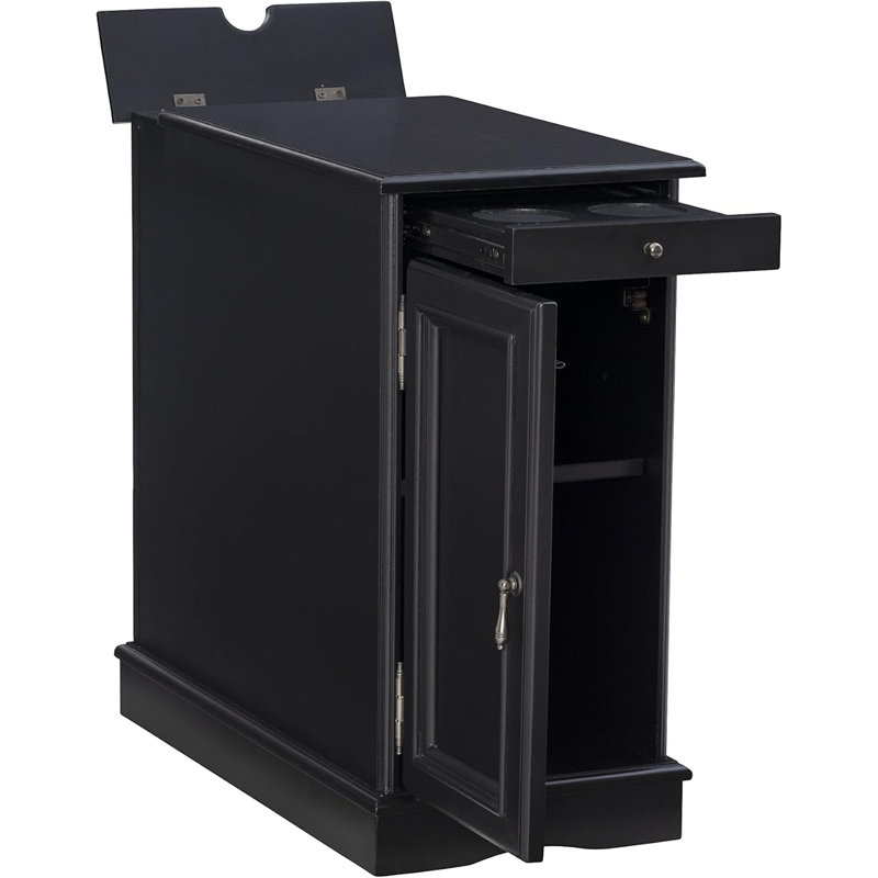 Modern Accent Table With Pull-Out Tray, Hidden Storage, And Coasters For Sofa Or Chair
