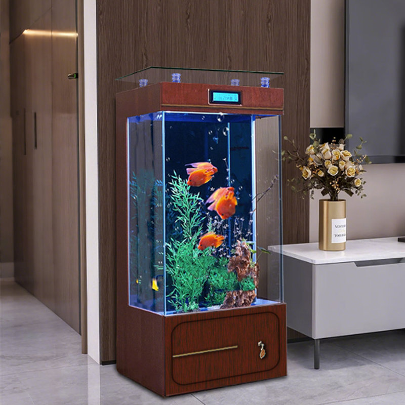 Aquarium de luxe 19,69 po, 52.83 Gallon (53.54"H x 19.69"W x 15.75"D), Transparent / Rouge