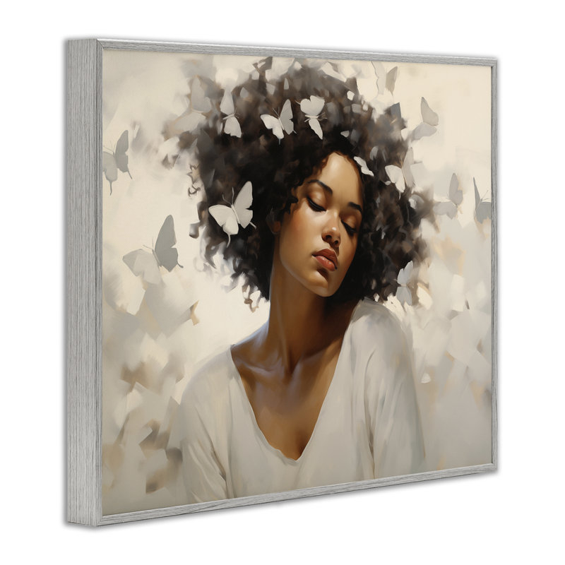 Femme avec papillons blancs, estampe numérique, conception par Arlington Prints, H 11 po x l 14 po