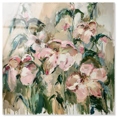 Rose Quartz Garden I Acrylic Print Floral Wall Decor by Art Remedy, Ready to Hang, 40 x 40