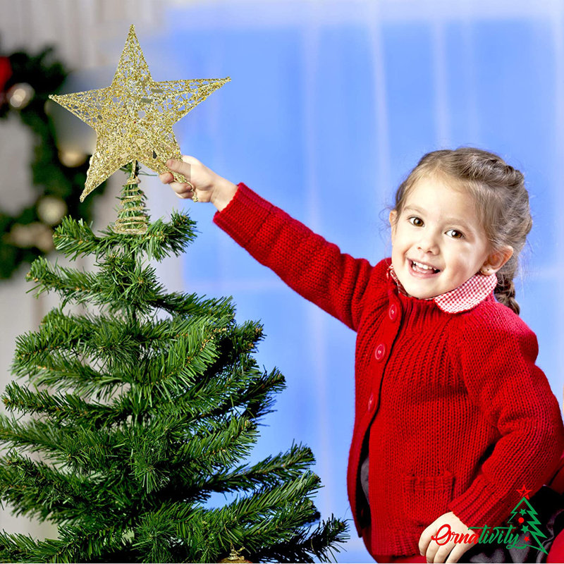 Pointe d'arbre de Noël en forme d'étoile, Doré