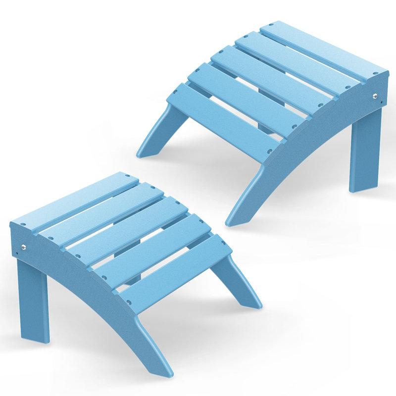Folding Adirondack Ottoman, HDPE Weather Resistant Adirondack Chair Footrest, Arctic