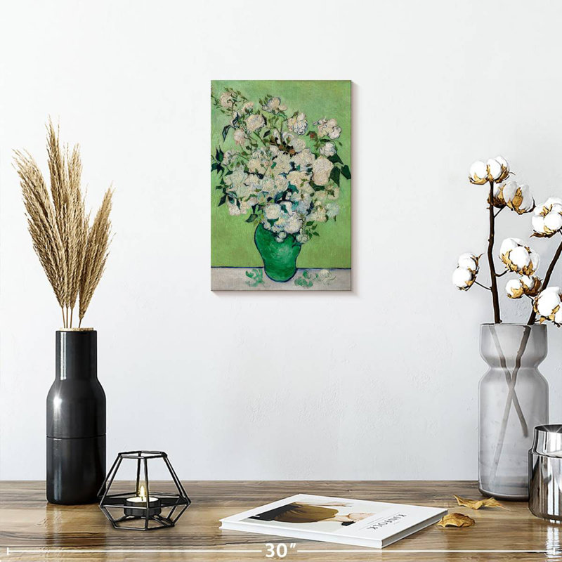 Harnek A Vase Of Roses, 12" H x 8" W