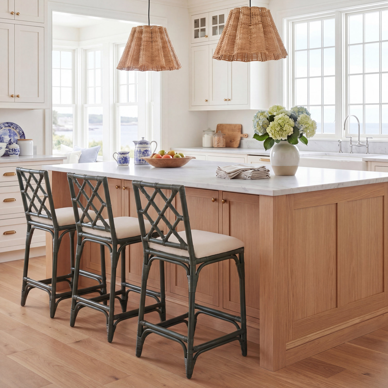 Peoria Barstool with Cushion, Forest Green