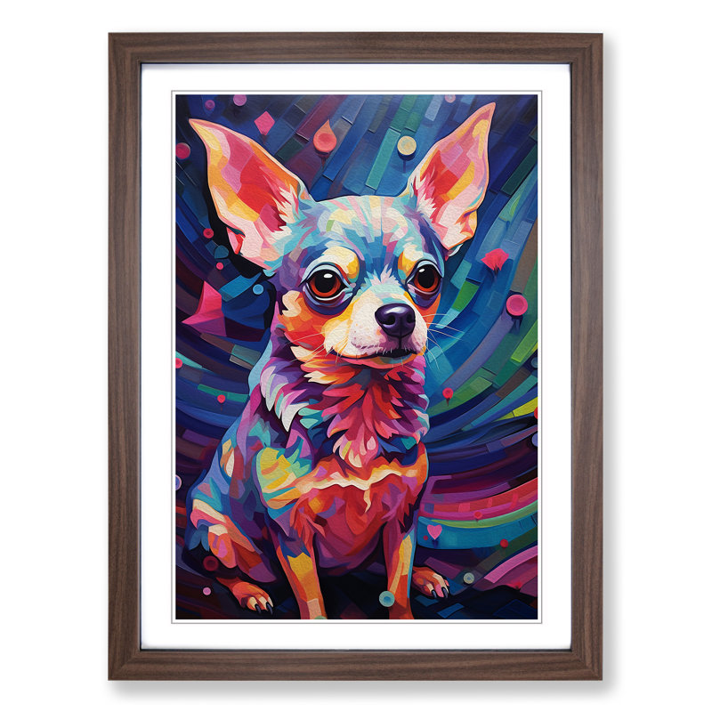 Chihuahua Orphism No.2 - Single Picture Frame Print on Wood, Walnut Framed, 34cm H x 25cm W x 2cm D