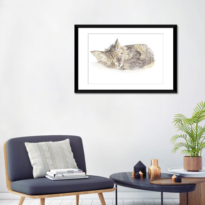 « couching gray chat »-impression sur toile tendue