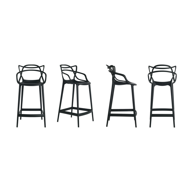 Tabouret de bar et de comptoir Dieter, Tabouret de comptoir (siège d'une hauteur de 26 p, Noir