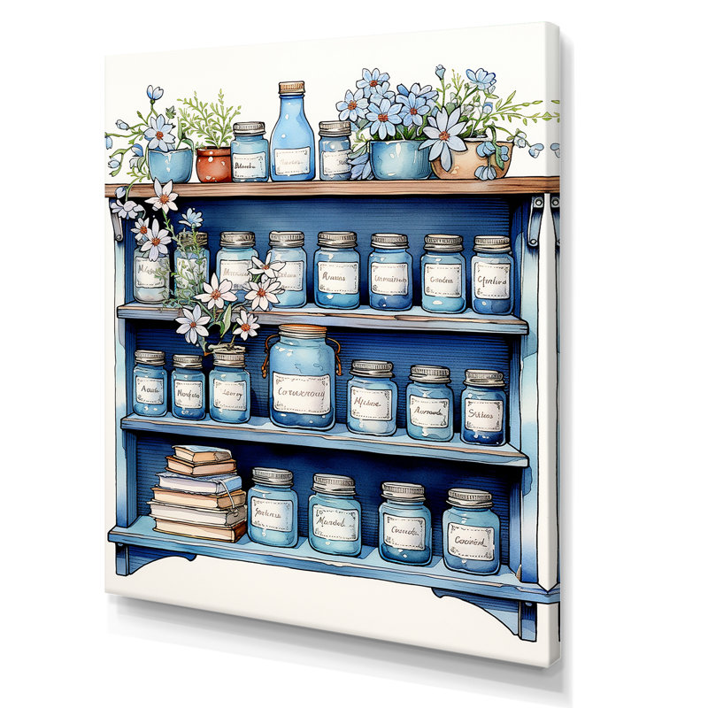 Articles de toilette minimaux bleus et blancs - Articles de toilette, H 44 po x l 34 po x P 1,5 po