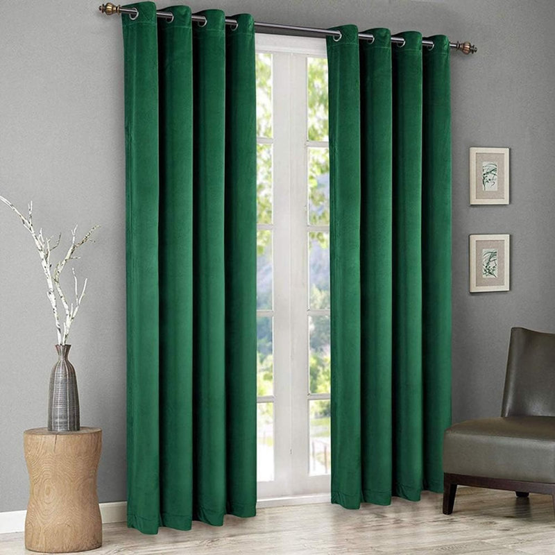 Velvet Blackout Curtain Pair, 52" W x 120" L, Green
