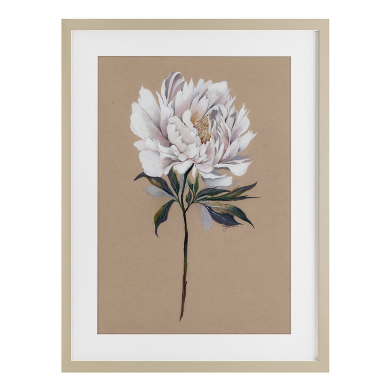Branche de fleur blanche, reproduction encadrée sous verre, conception de Cady, Cadre de récolte en pin, H 20 po x l 14 po