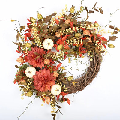 Grande couronne de porte 26 po Dahlia