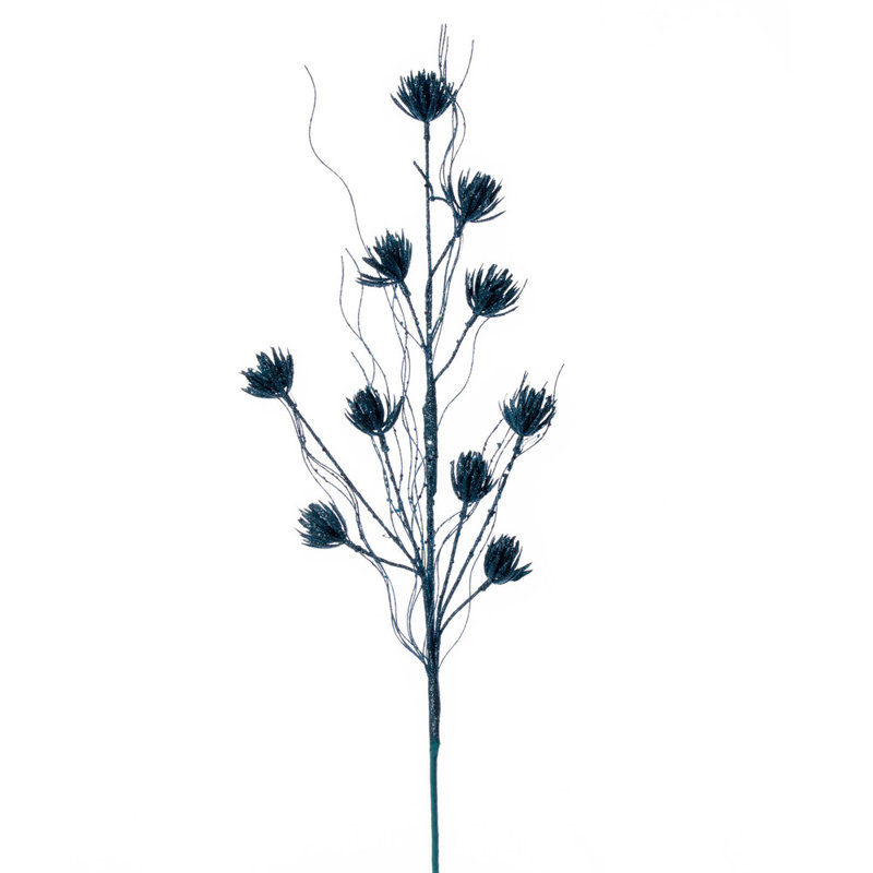 Vickerman 30" Seafoam Mini Flower Glitter Spray, 6 per bag., Blue