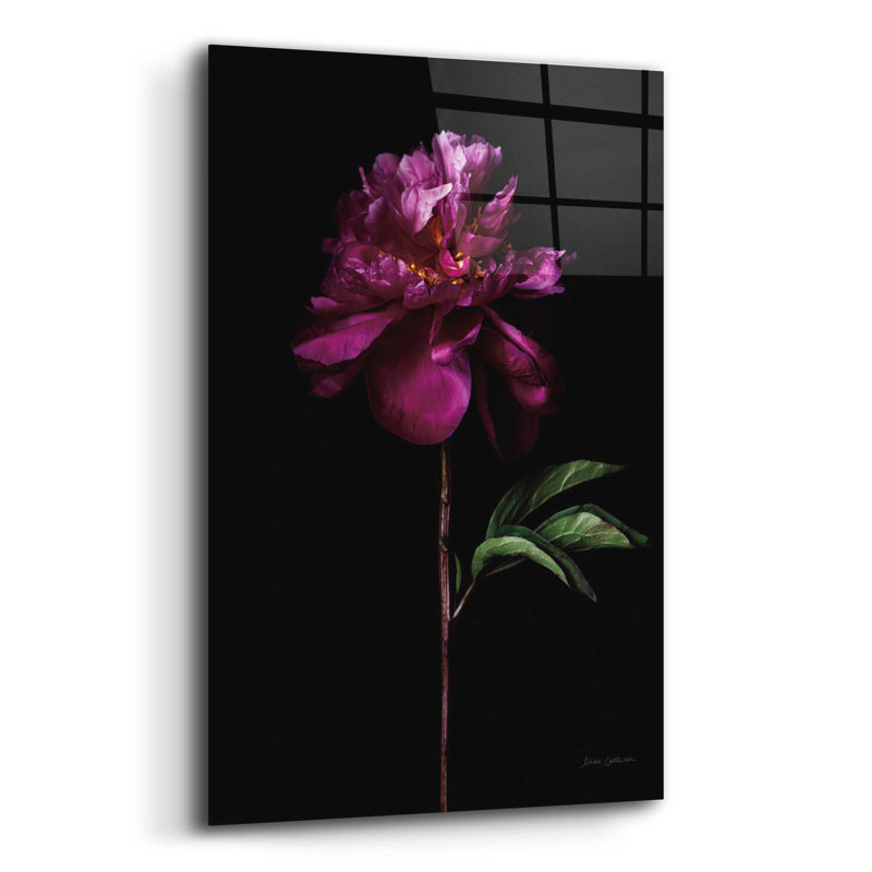 «Peony Portrait» par Elise Catterall, art mural en verre acrylique, H 24 po x l 16 po x P 0,2 po