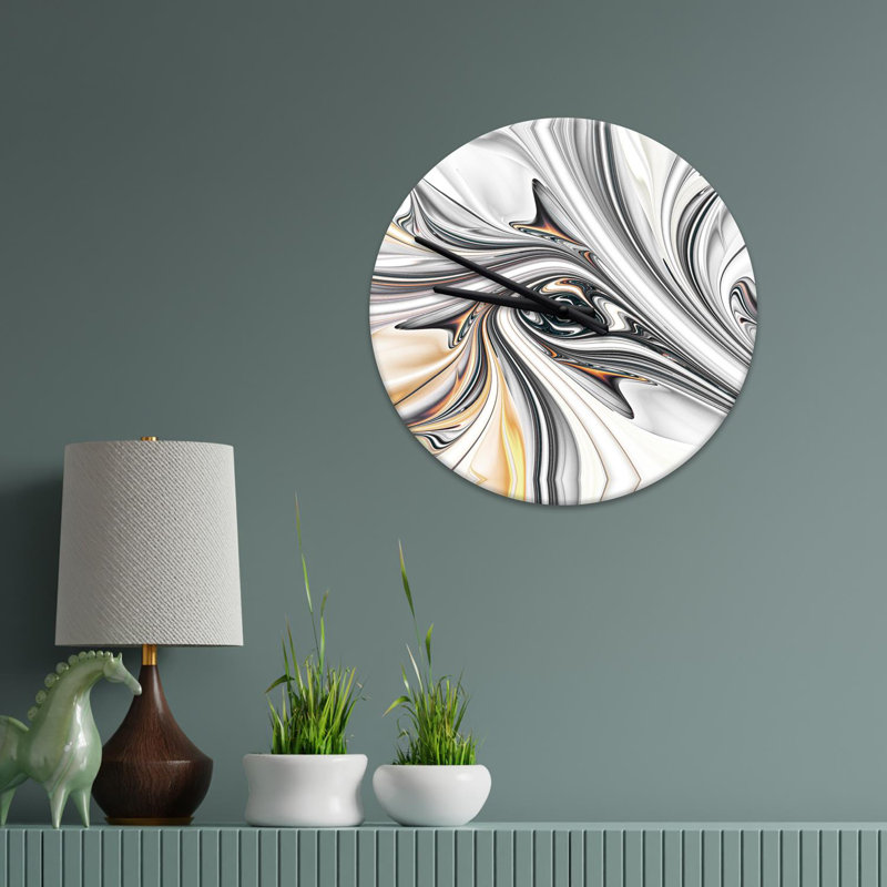 Treyson MDF Wall Clock, Gray/Orange/White