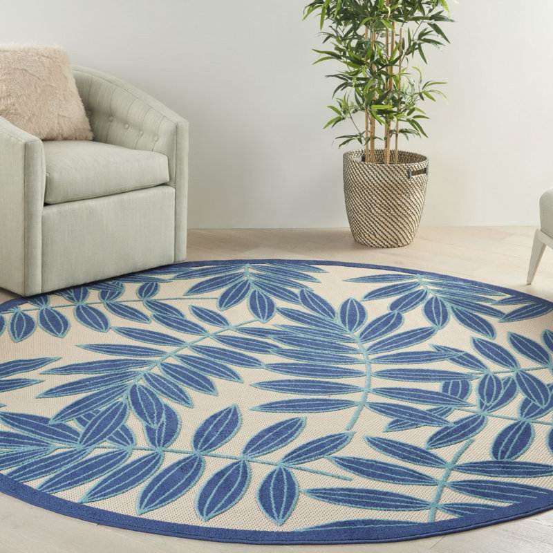 Eaglin Floral Indoor / Outdoor Rug, Round 5'3"