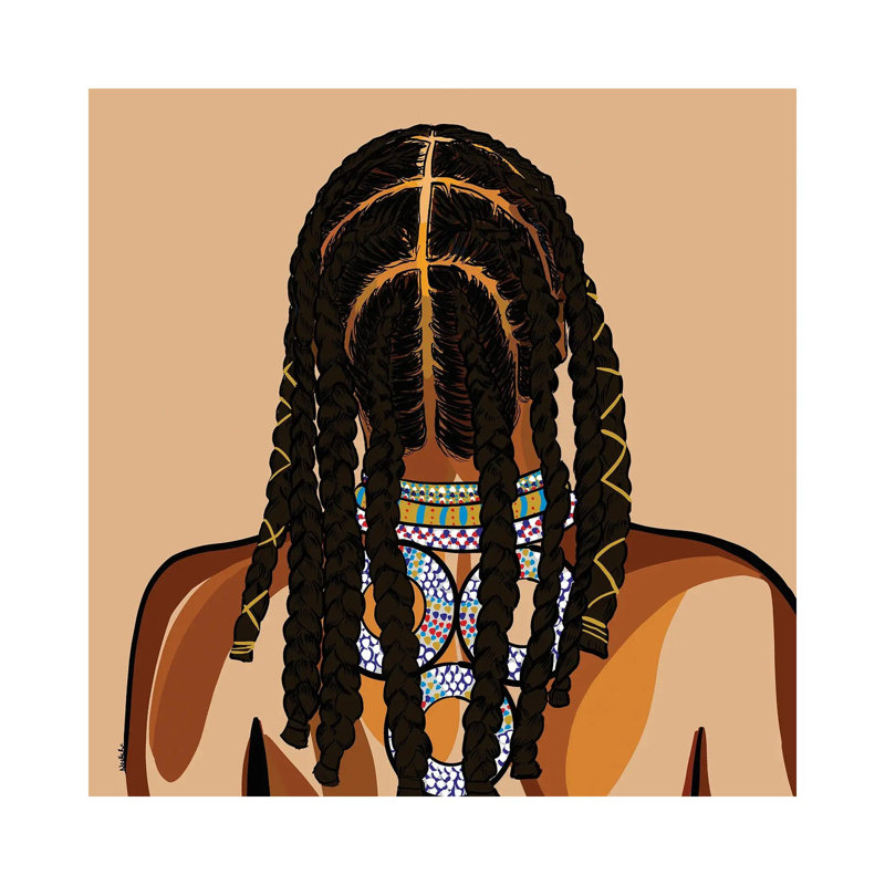 «Black Hair Story» - Cornrows par Noellerx - Toile tendue avec châssis sur toile, H 12 po x l 12 po x P 0,75 po