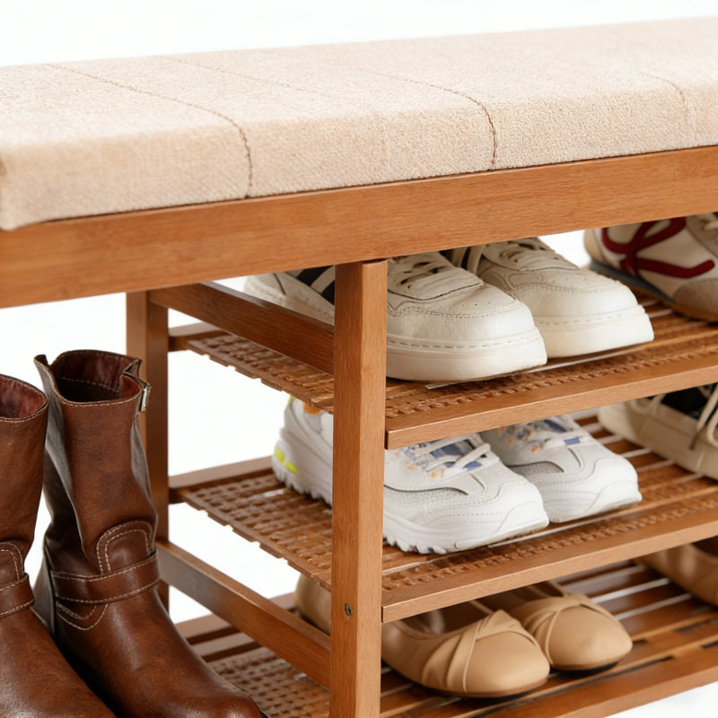 Banc de rangement polyvalent pour chaussures rembourrées