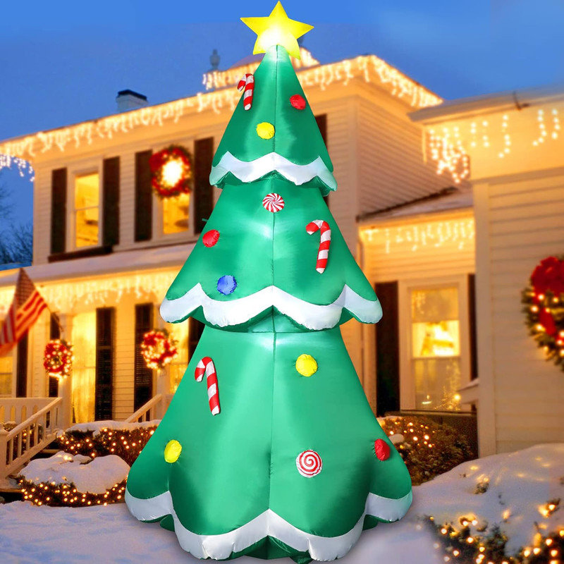 The Holiday Aisle® 7 FT Tall Christmas Inflatables Tree Decorations ...