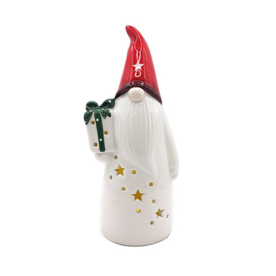 Christmas Ceramic Ornament - Christmas Gnome with Gift by  F07N7-2