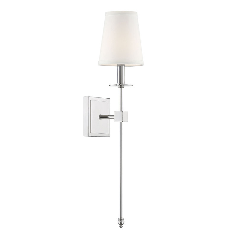 Applique murale à 1 lumière à intensité variable en nickel poli Barrett, H 24 po x l 5 po x P 5 po, Nickel poli