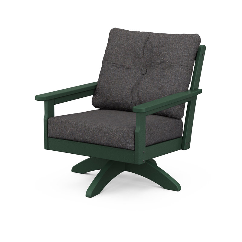 Chaise pivotante à assise profonde Lakeside Vineyard, Vert, Gris anthracite cendré