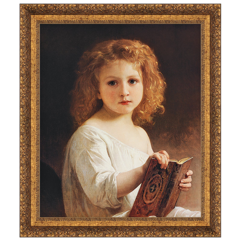 « The Story Book, 1877 » par William Adolphe Bouguereau, reproduction d'art encadrée, H 24 po x l 21 po x P 1,125 po