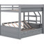 Lit superposé gris avec rangement, 3 tiroirs, escalier et escalier de rangement en bois convertible, table de chevet-2034579267