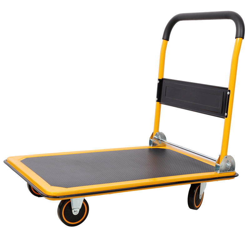Chariot de plateforme pliable d'une capacité de 330 lb et de 660 lb, 34.3" H x 24" W x 35.8" D, Jaune