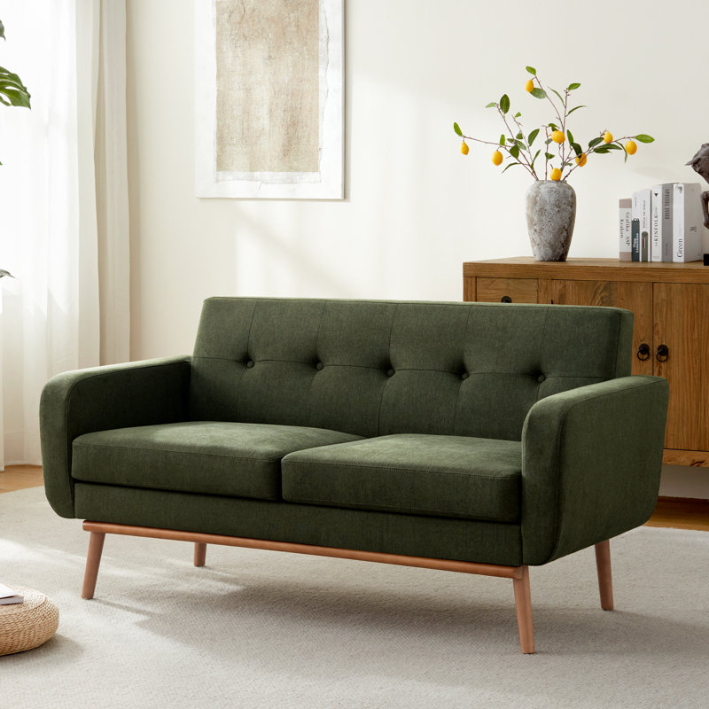 Analeah 60.2" W Square Arm Loveseat, Green