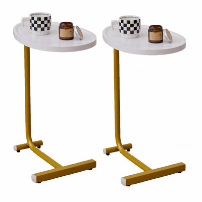 Table d'appoint en forme de C, 2 pièces blanches, table de bout en C, table d'appoint