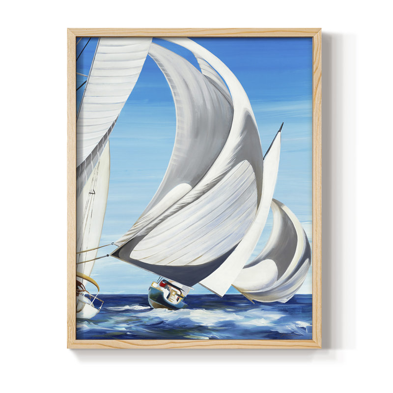 ON THE OPEN SEAS Framed Print - Solid Wood, Natural, 15" H x 12" W