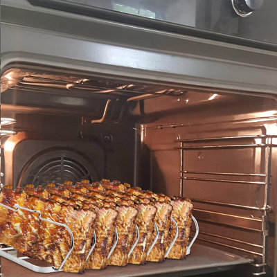 6 Slots Rib Racks for Grilling - Easy to Use and Clean BBQ Premium Durable Rib Rack Stainless Steel
