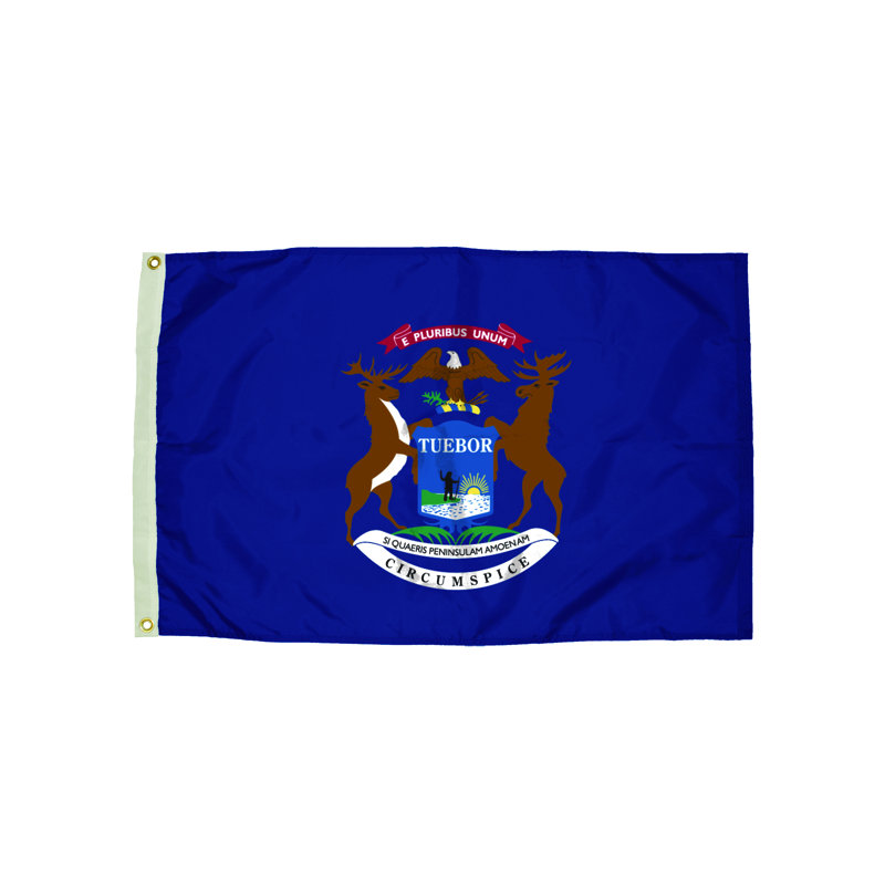 Drapeau de maison en nylon 3 x 5 pi Michigan avec en-tête et œillets