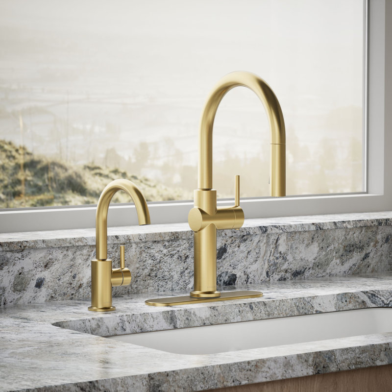 Contemporary Beverage Faucet, Vibrant Brushed Moderne Brass