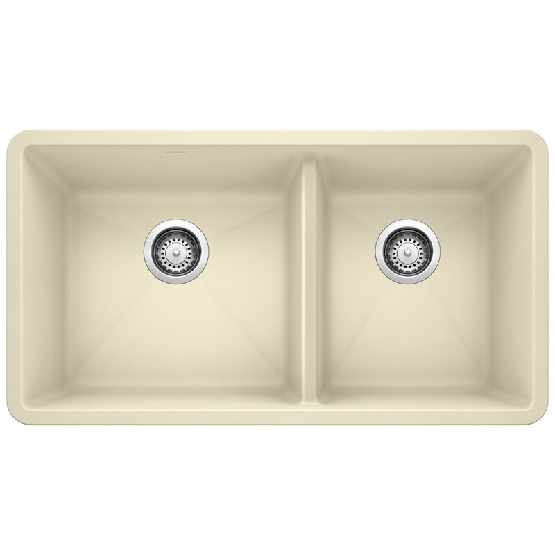 Évier de cuisine sous-comptoir à double cuve en granite avec crépines L 33 po x l 18 po Precis, It