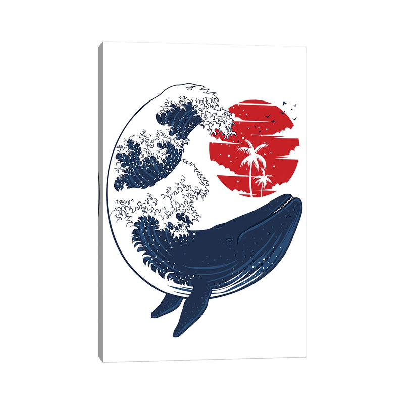 Whale Wave by Alberto Perez - Graphic Art, No Matte, Wrapped Canvas, 12" H x 8" W x 0.75" D