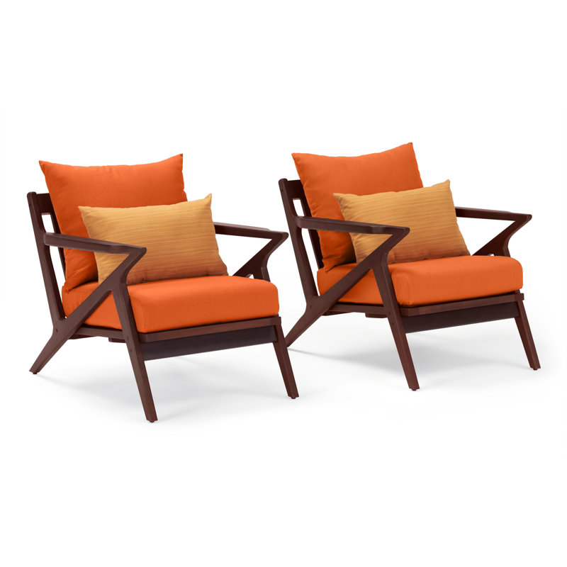 Chaise de patio Minhaj avec coussins Sunbrella, Tissage uni Sunbrella® palette Cayenne