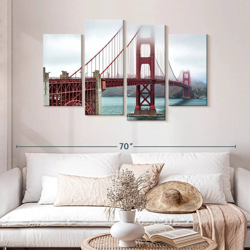 Lilie Golden Gate Bridge Stormy Mist, 32" H x 52" W