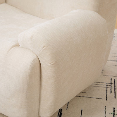 Fauteuil d'appoint surdimensionné et moderne de 43 po de largeur, canapé-lit simple désossé, fauteuil en chenille, fauteuil de lecture confortable avec sièges profonds pour le salon, dortoirs, beige