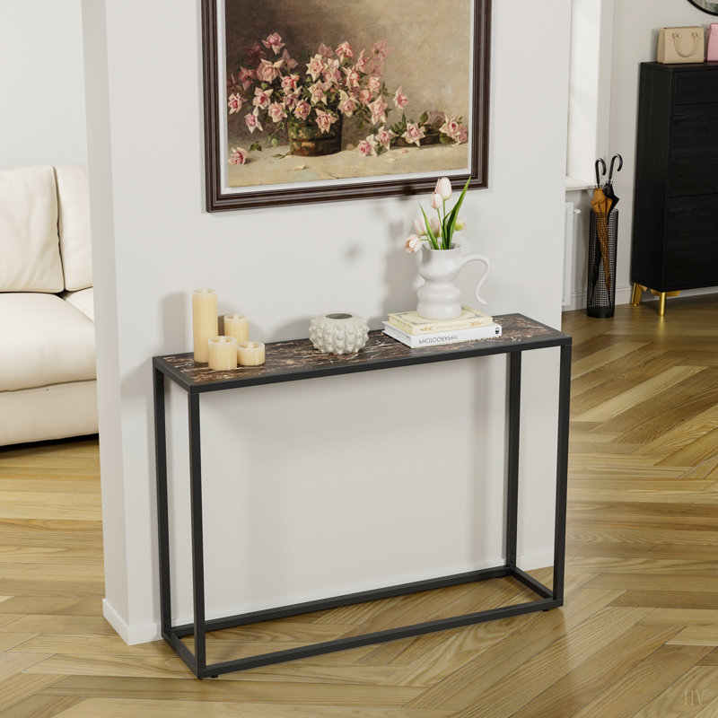 Narrow console table, high-end edge wrapped foyer table, entrance, industrial corridor table, living room, foyer